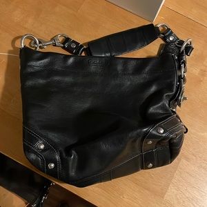 Black leather Coach purse